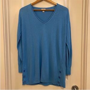 J. Crew Factory linen blend Neck sweater tunic cover up w side button, size L